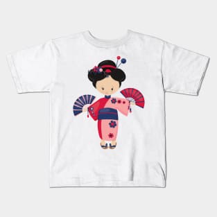 Japanese Girl, Japan, Cute Girl, Pink Kimono Kids T-Shirt